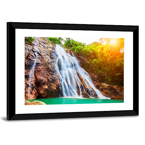 Na Muang Waterfalls Canvas Wall Art-1 Piece-Framed Print-20" x 16"-Tiaracle
