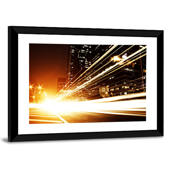 High Speed Cars at Night Canvas Wall Art