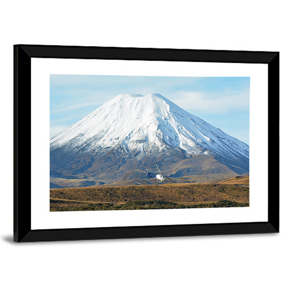 Helicopter Fly Around Mount Ngauruhoe Canvas Wall Art-3 Horizontal-Gallery Wrap-25" x 16"-Tiaracle