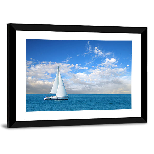 Modern Sail Boat Canvas Wall Art-1 Piece-Framed Print-20" x 16"-Tiaracle