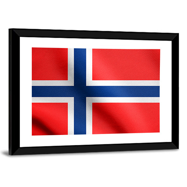 Flag Of Norway Canvas Wall Art-1 Piece-Framed Print-42" x 14"-Tiaracle