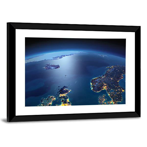 Earth at Night from Space Canvas Wall Art