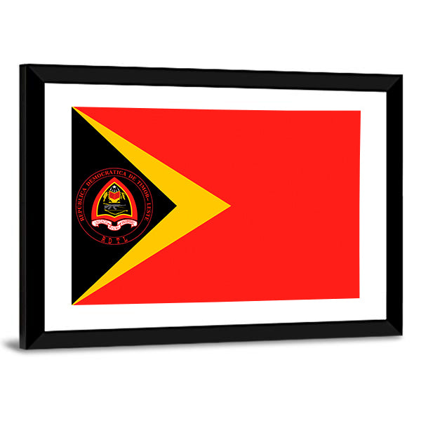 Flag Of East Timor Canvas Wall Art-1 Piece-Framed Print-42" x 14"-Tiaracle