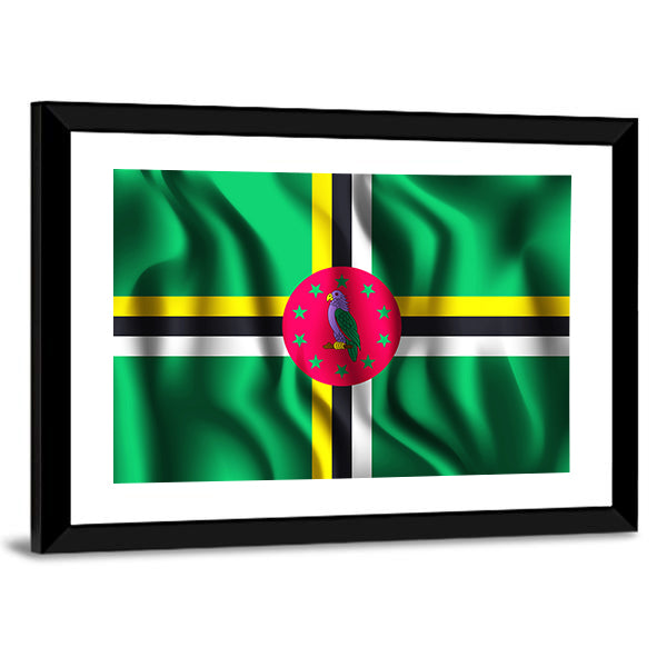Flag Of Dominica Canvas Wall Art-1 Piece-Framed Print-42" x 14"-Tiaracle