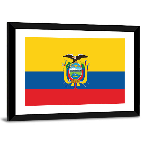 Ecuador Flag Canvas Wall Art-1 Piece-Framed Print-42" x 14"-Tiaracle