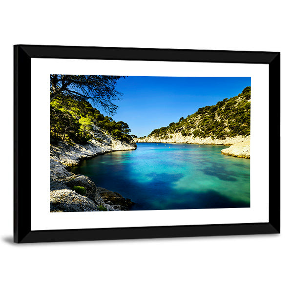 Calanques Of Port Pin In Cassis In France Canvas Wall Art-1 Piece-Framed Print-30" x 20"-Tiaracle