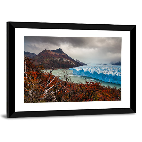 Glacier Perito Moreno National Park In Autumn Canvas Wall Art-1 Piece-Framed Print-20" x 16"-Tiaracle