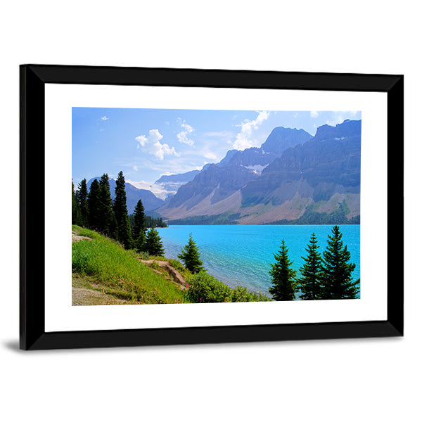 Bow Lake In Canada Canvas Wall Art-1 Piece-Framed Print-30" x 20"-Tiaracle