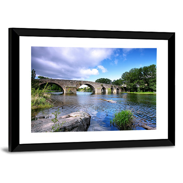 Bridge And River In Spain Canvas Wall Art-1 Piece-Framed Print-20" x 16"-Tiaracle