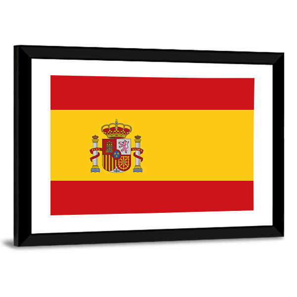 Flag Of Spain Canvas Wall Art-1 Piece-Framed Print-30" x 20"-Tiaracle