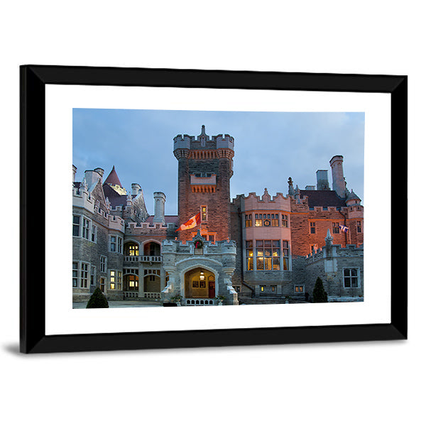 Architecture Of Casa Loma Canada Canvas Wall Art-1 Piece-Framed Print-20" x 16"-Tiaracle