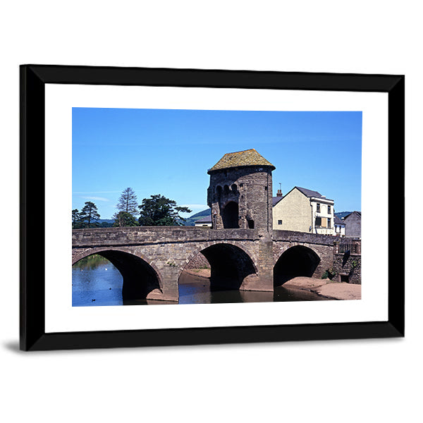 Monnow Bridge & Gatehouse Canvas Wall Art-1 Piece-Framed Print-20" x 16"-Tiaracle