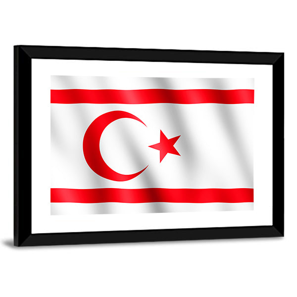 Flag Of Northern Cyprus Canvas Wall Art-1 Piece-Framed Print-20" x 16"-Tiaracle