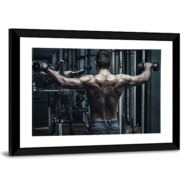 Athlete In Old Rusty Gym Canvas Wall Art-3 Horizontal-Gallery Wrap-25" x 16"-Tiaracle