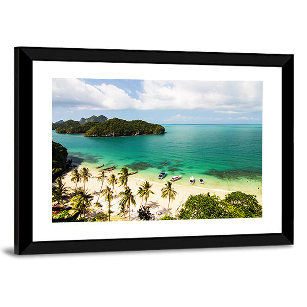 Islands In The Sea And Beach Thailand Canvas Wall Art-1 Piece-Framed Print-30" x 20"-Tiaracle