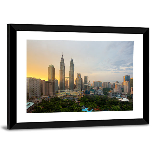 Kuala Lumpur City Skyline Canvas Wall Art-1 Piece-Framed Print-42" x 14"-Tiaracle