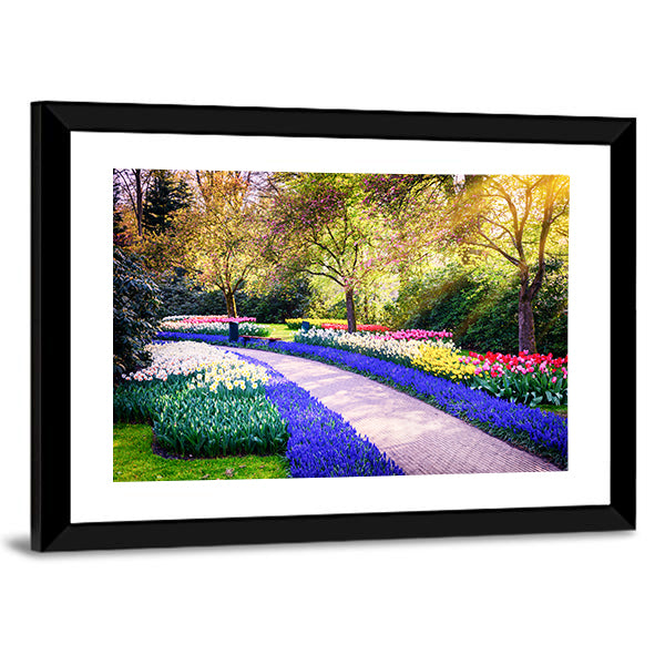 Colorful Flowers Keukenhof Garden Netherlands Canvas Wall Art-1 Piece-Framed Print-30" x 20"-Tiaracle