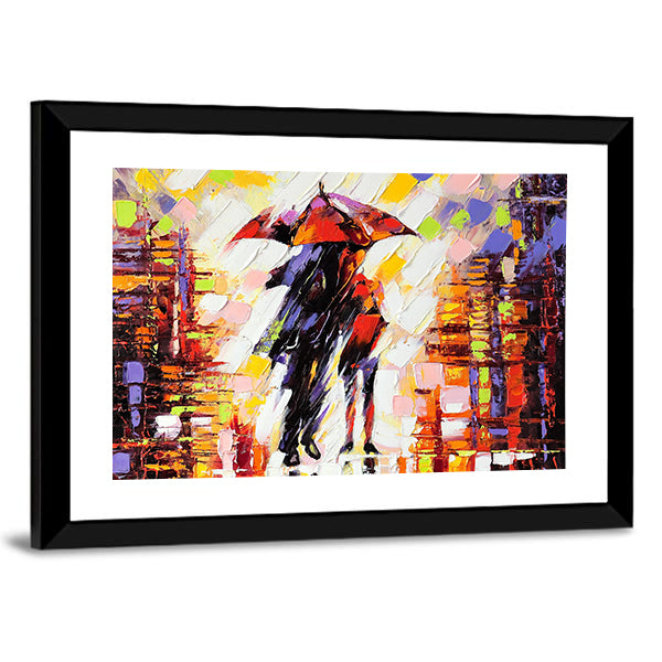 Couple Under an Umbrella Canvas Wall Art