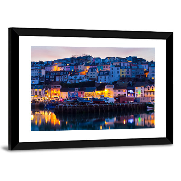 Brixham Harbour at Sunset Canvas Wall Art