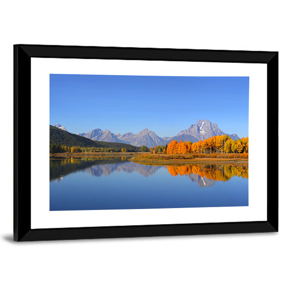 Grand Tetons Autumn Lake Reflection Canvas Wall Art