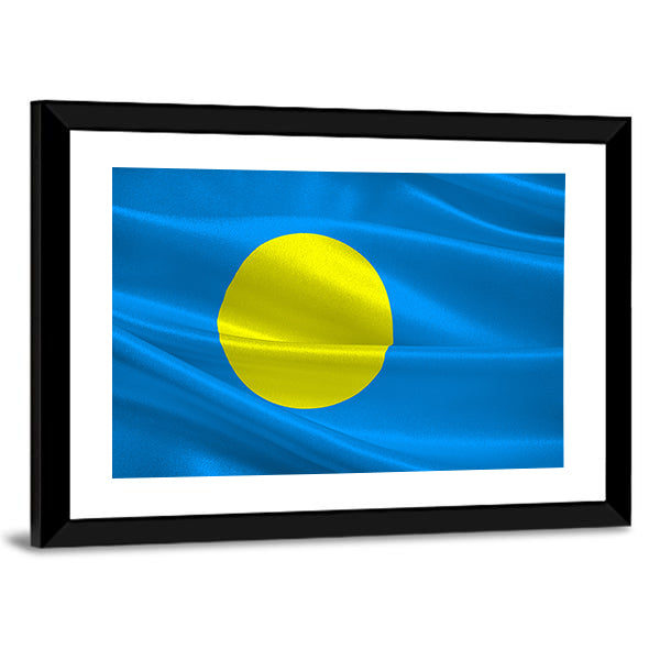 Flag Of Palau Canvas Wall Art-1 Piece-Framed Print-20" x 16"-Tiaracle