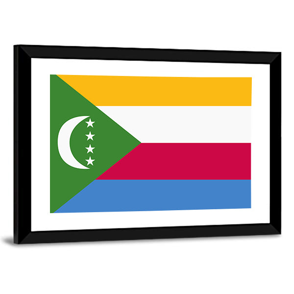 Flag Of Comoros Canvas Wall Art-1 Piece-Framed Print-42" x 14"-Tiaracle