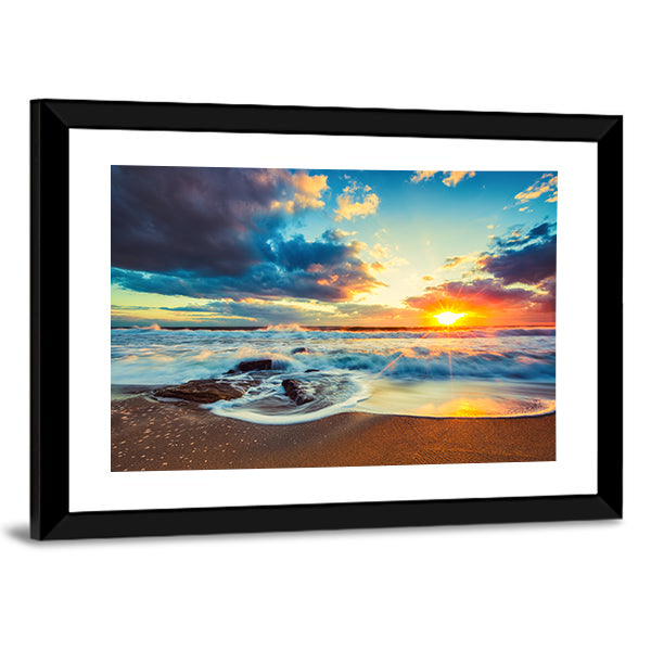 Cloudscape Over The Sea Canvas Wall Art-1 Piece-Framed Print-30" x 20"-Tiaracle