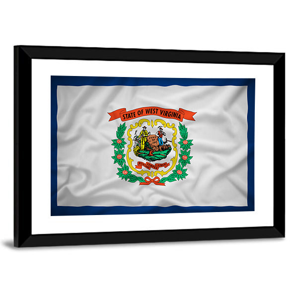 Flag Of West Virginia Canvas Wall Art-1 Piece-Framed Print-20" x 16"-Tiaracle