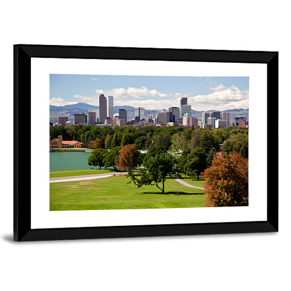 Denver Skyline Canvas Wall Art-1 Piece-Framed Print-30" x 20"-Tiaracle