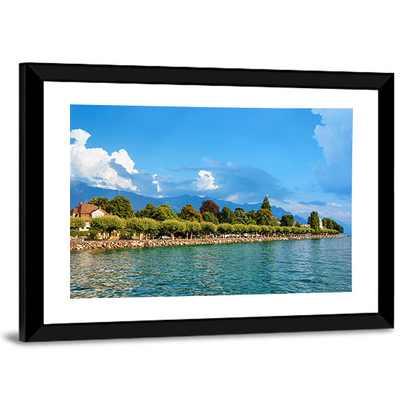 Lake Geneva in Vevey Canvas Wall Art