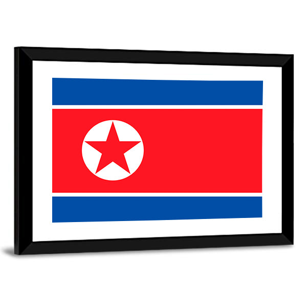 Flag Of North Korea Canvas Wall Art-1 Piece-Framed Print-42" x 14"-Tiaracle