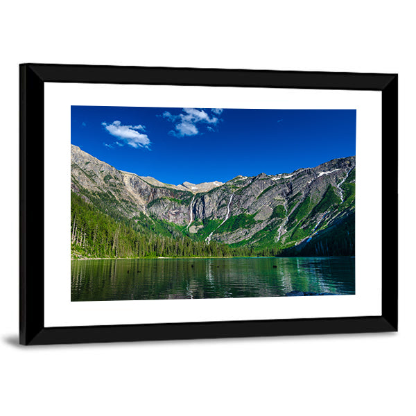 Lake With Forest &amp; Mountains Canvas Wall Art-1 Piece-Framed Print-20" x 16"-Tiaracle