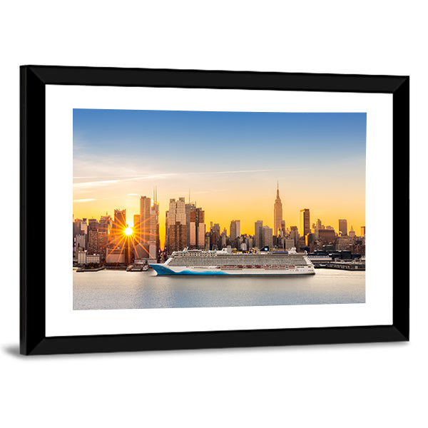 New York City Skyline Canvas Wall Art-1 Piece-Framed Print-30" x 20"-Tiaracle