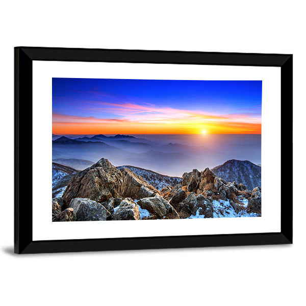 Deogyusan Sunrise Over Snow-capped Peaks Canvas Wall Art