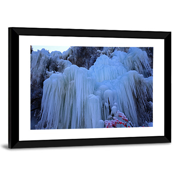 Ice Waterfall in Winter Canvas Wall Art