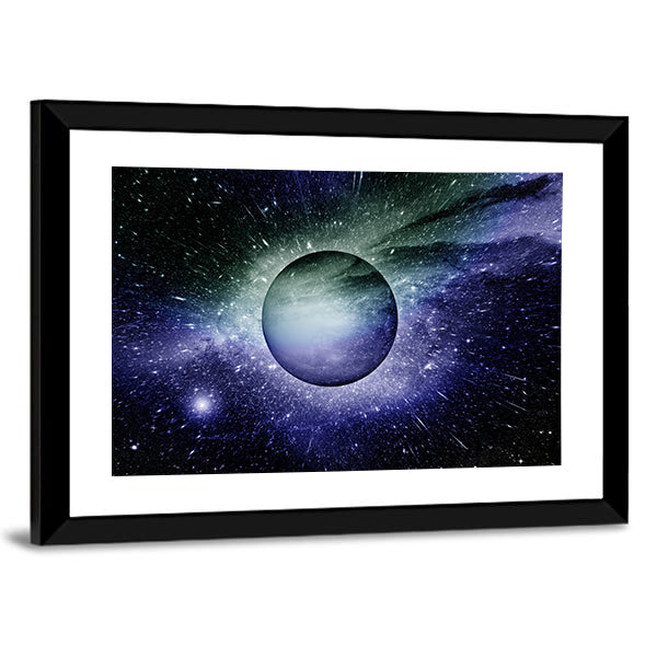 Nebula Planet And Star Dust Canvas Wall Art-1 Piece-Framed Print-42" x 14"-Tiaracle