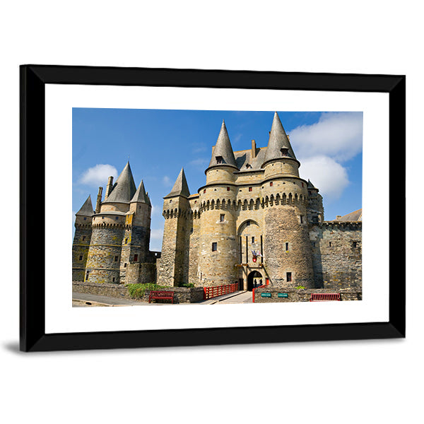Castle of Vitr In Brittany France Canvas Wall Art-1 Piece-Framed Print-20" x 16"-Tiaracle