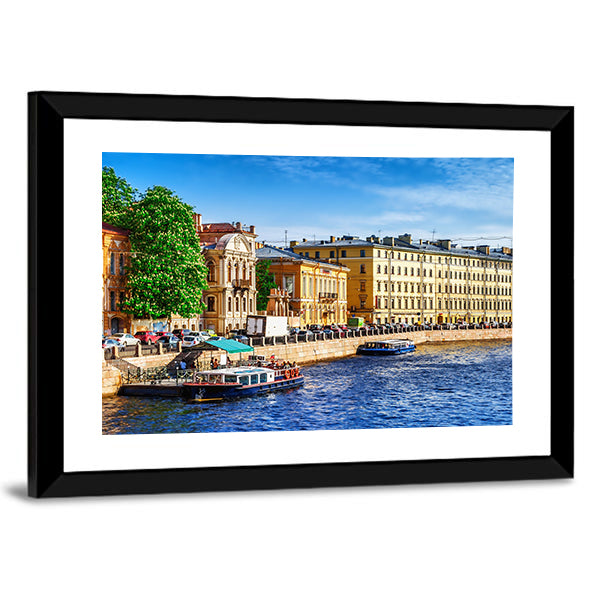 Fontanka Canal In Saint Petersburg Canvas Wall Art-1 Piece-Framed Print-20" x 16"-Tiaracle