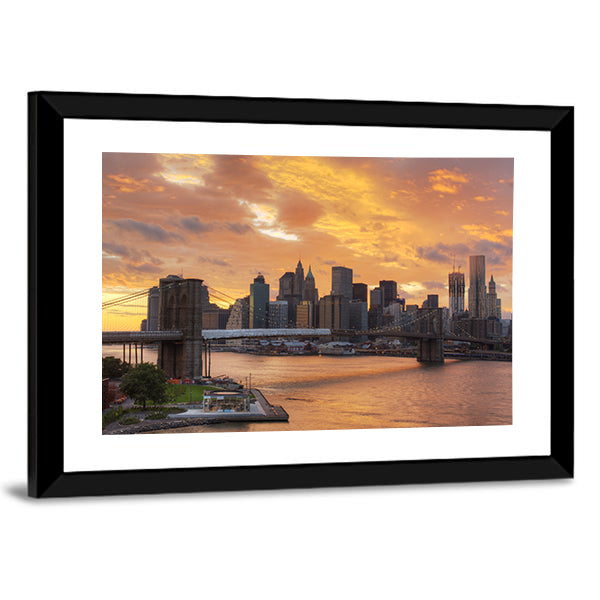 Downtown New York City Canvas Wall Art-1 Piece-Framed Print-30" x 20"-Tiaracle