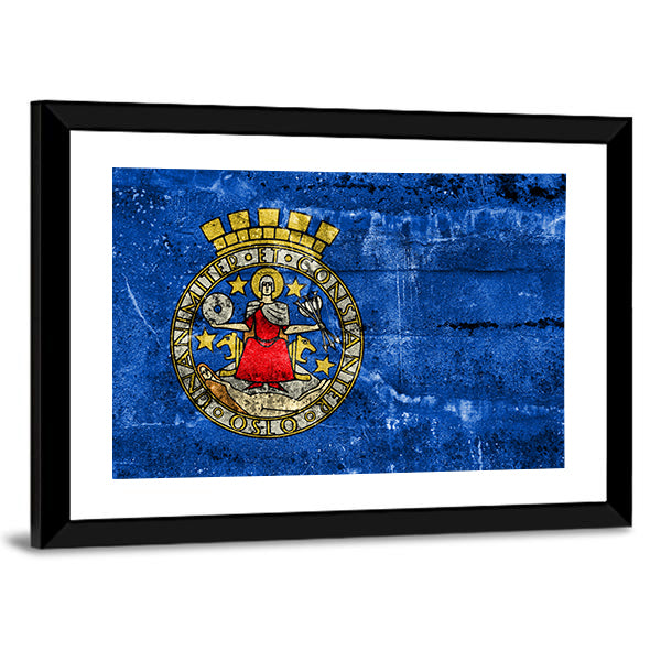 Flag Of Oslo Norway Canvas Wall Art-1 Piece-Framed Print-42" x 14"-Tiaracle