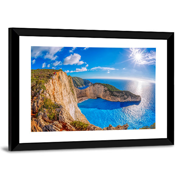 Navagio Beach With Shipwreck Greece Canvas Wall Art-1 Piece-Framed Print-30" x 20"-Tiaracle