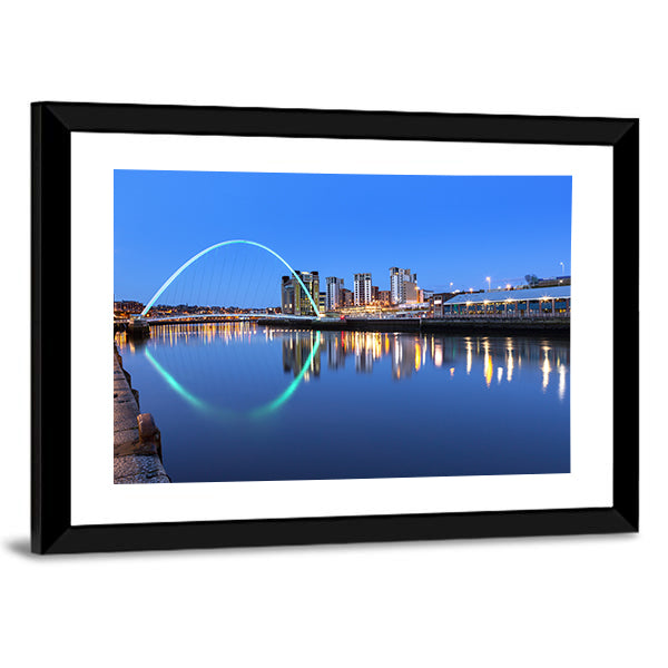 Millennium Bridge Over River Canvas Wall Art-1 Piece-Framed Print-20" x 16"-Tiaracle
