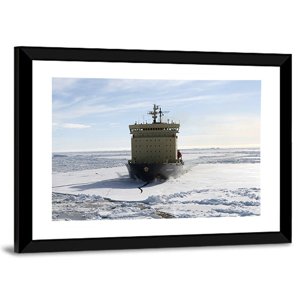 Icebreaker in Antarctica Canvas Wall Art