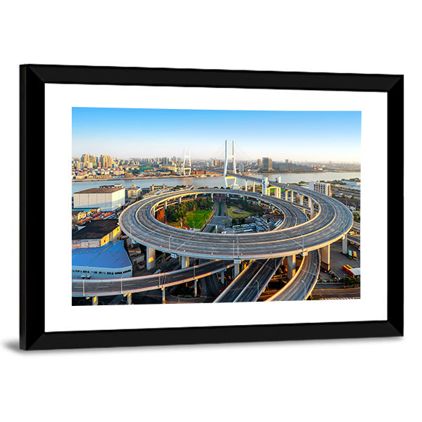 Nanpu Bridge Aerial Interchange View Canvas Wall Art