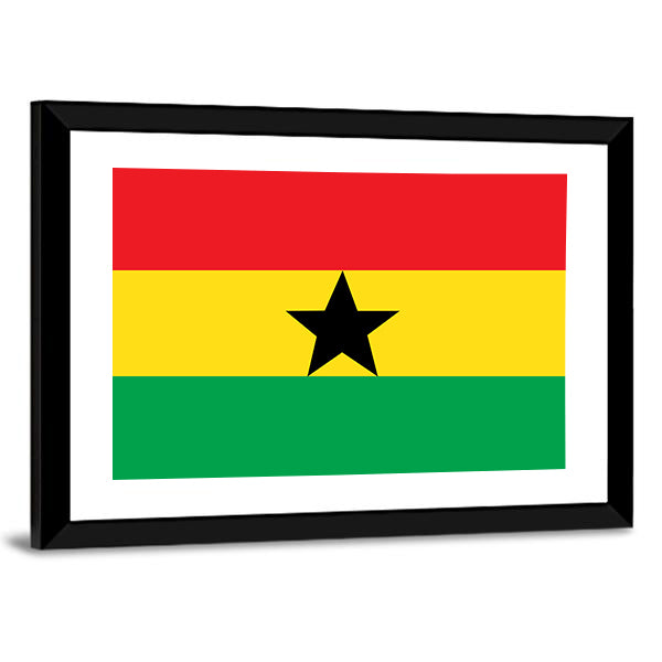Flag Of Ghana Canvas Wall Art-1 Piece-Framed Print-42" x 14"-Tiaracle