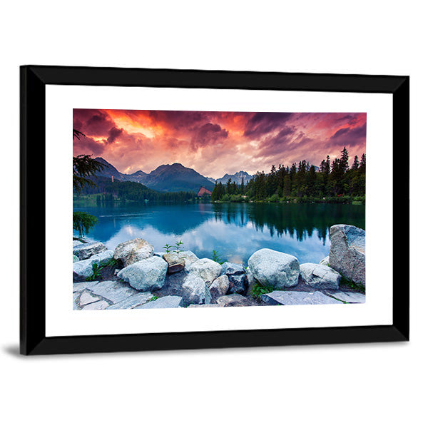 Mountain Lake In National Park High Tatra Canvas Wall Art-1 Piece-Framed Print-30" x 20"-Tiaracle