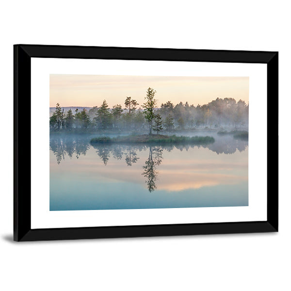 Morning Fog on Lake Canvas Wall Art