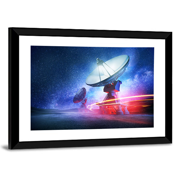 Deep Space Radio Telescope On A Milky Way Canvas Wall Art-1 Piece-Framed Print-30" x 20"-Tiaracle