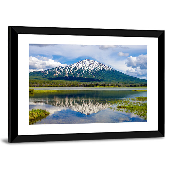 Mount Bachelor In Oregon Canvas Wall Art-1 Piece-Framed Print-20" x 16"-Tiaracle