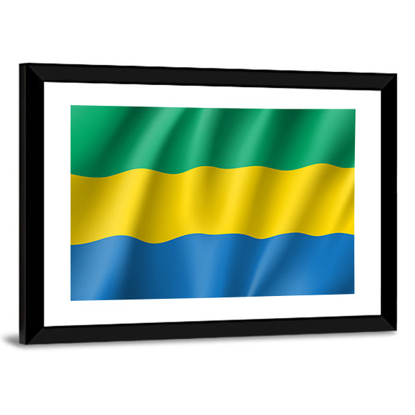 Gabon Flag Canvas Wall Art-1 Piece-Framed Print-20" x 16"-Tiaracle